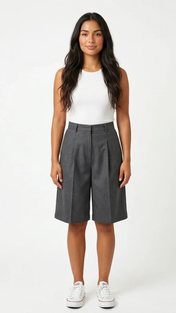 Bermuda Elegante en Michigan Gris – Bermuda Formal para Mujer