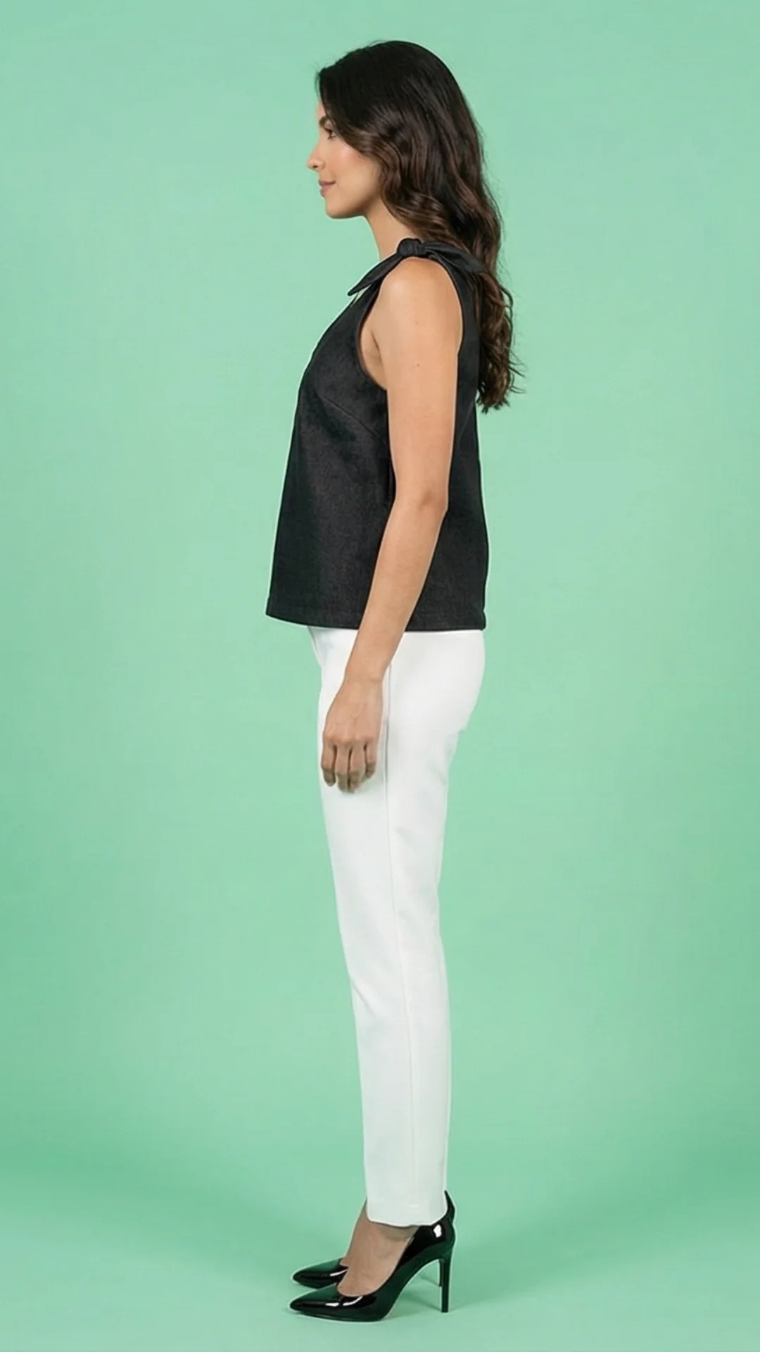 Camisilla con Nudos en Índigo Mate Negro – Top Sin Mangas para Mujer - imagen 2
