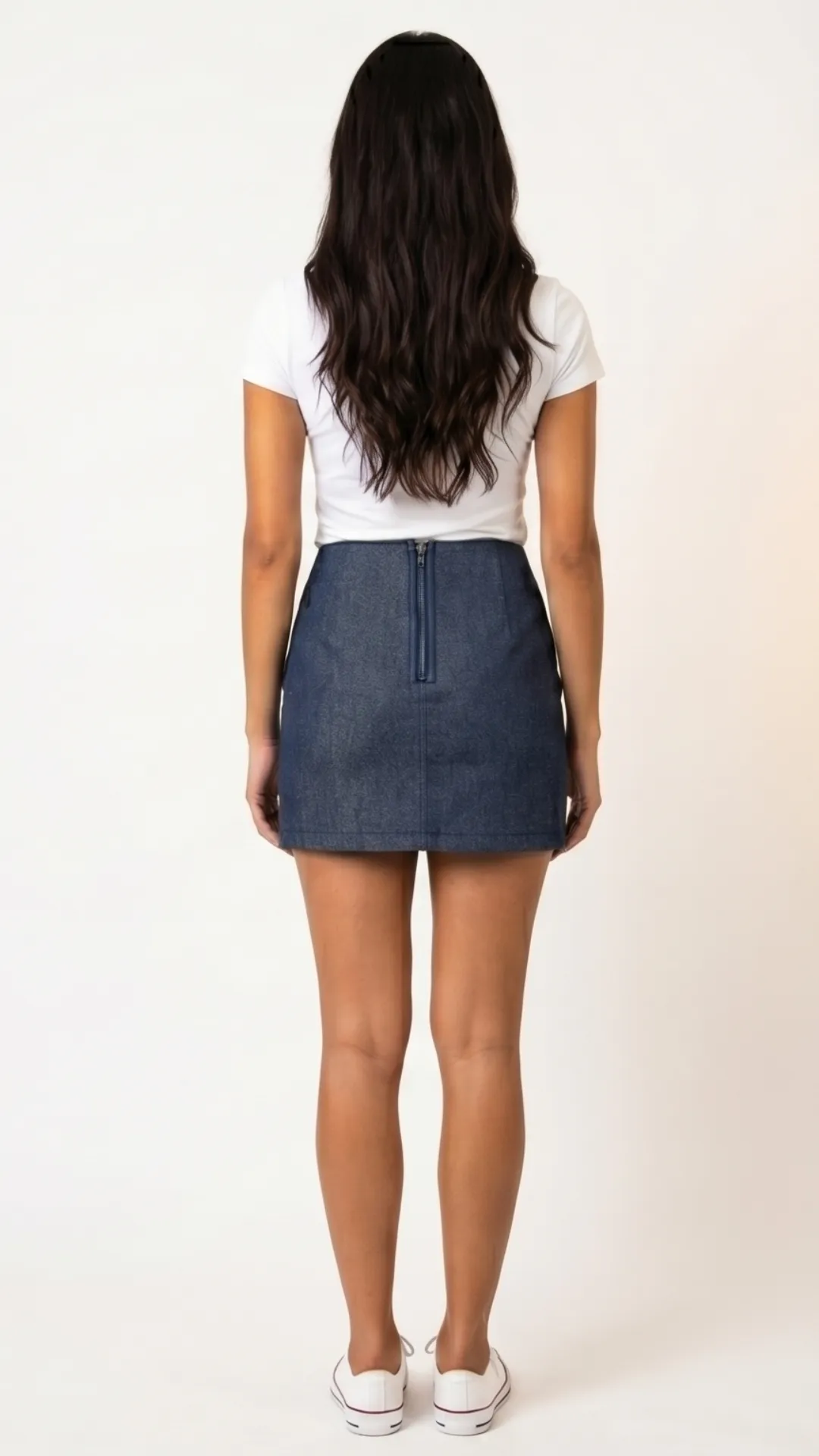 Falda Corta Abierta en Denim Índigo – Falda con Abertura Lateral - imagen 3