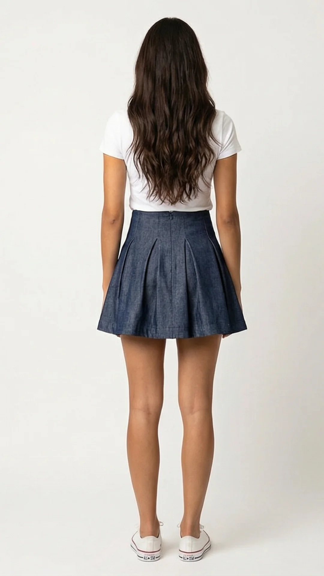 Falda Corta con Pliegues en Denim Índigo – Falda Entallada para Mujer - imagen 3