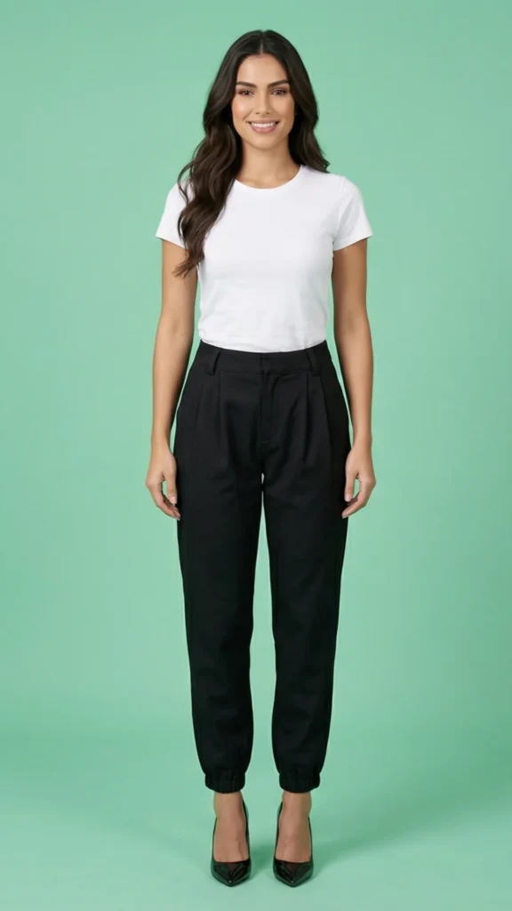 Jogger Elegante con Pinzas en Denim – Pantalón Casual Chic para Mujer