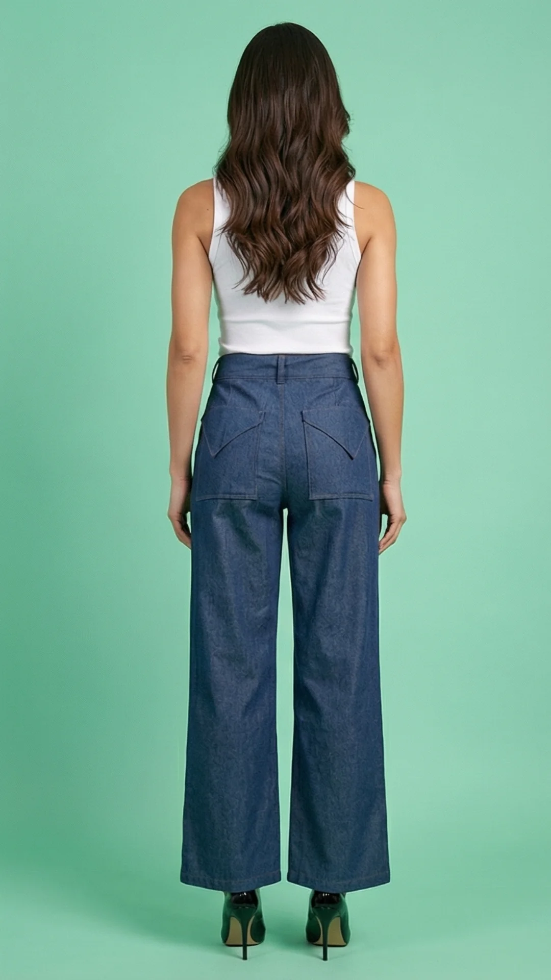 Pantalón con Bolsillos Triangulares en Chambray – Pantalón Femenino Delicado - imagen 3