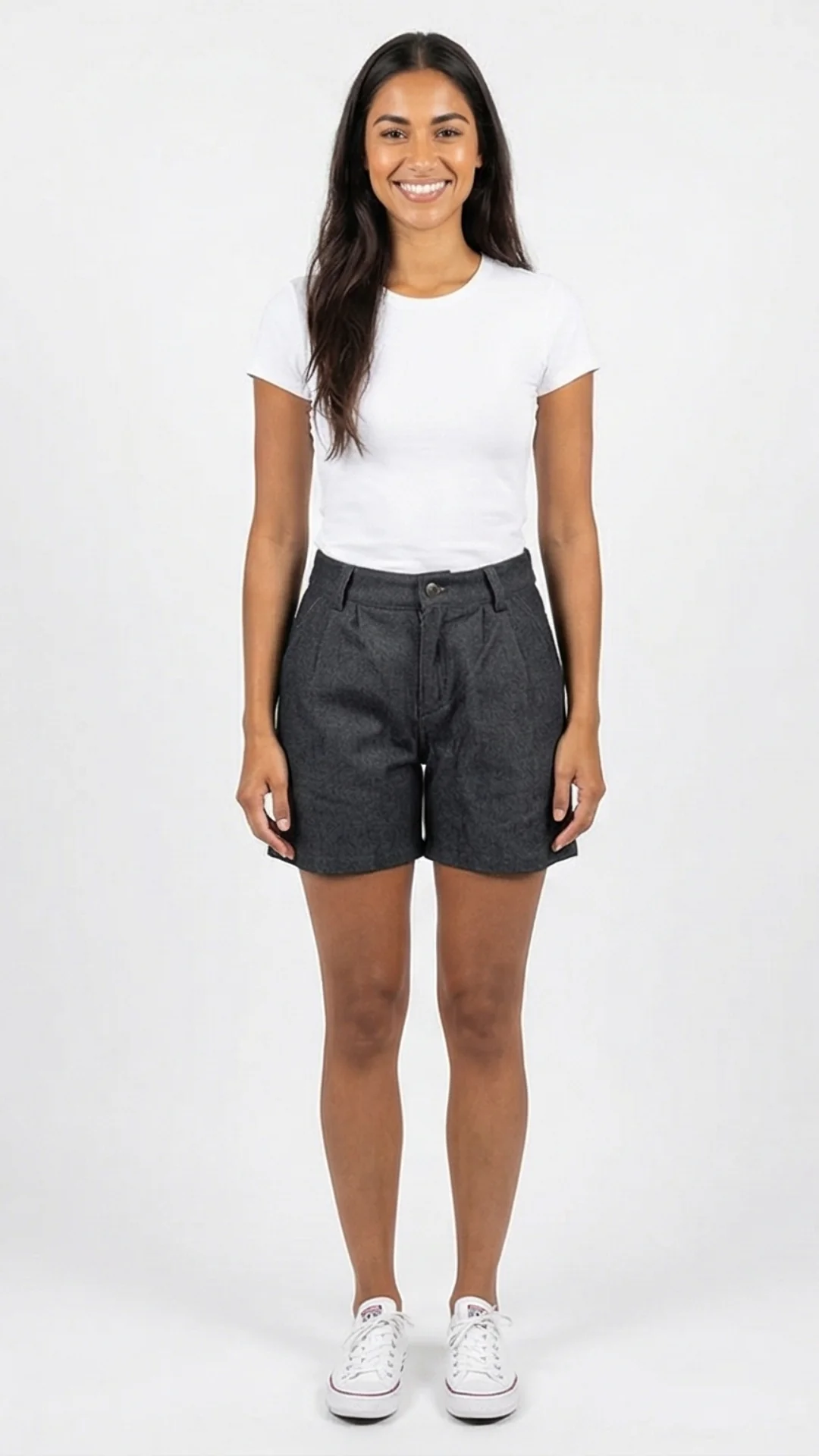 Short Corto Clásico con Pinzas en Denim Rígido – Short Estilizado