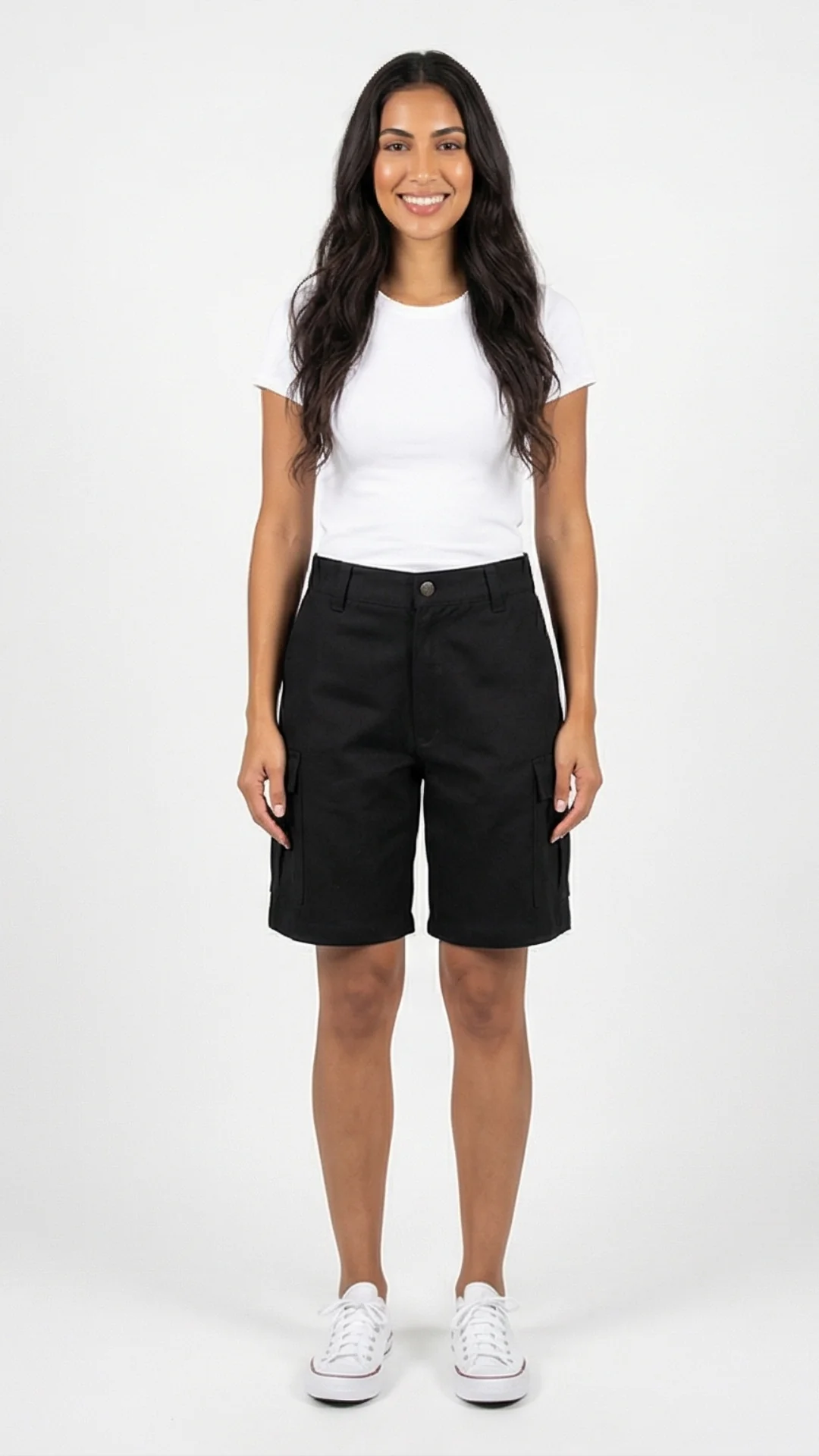 Bermuda Cargo con Bolsillos en Denim – Bermuda Femenina Sobre la Rodilla