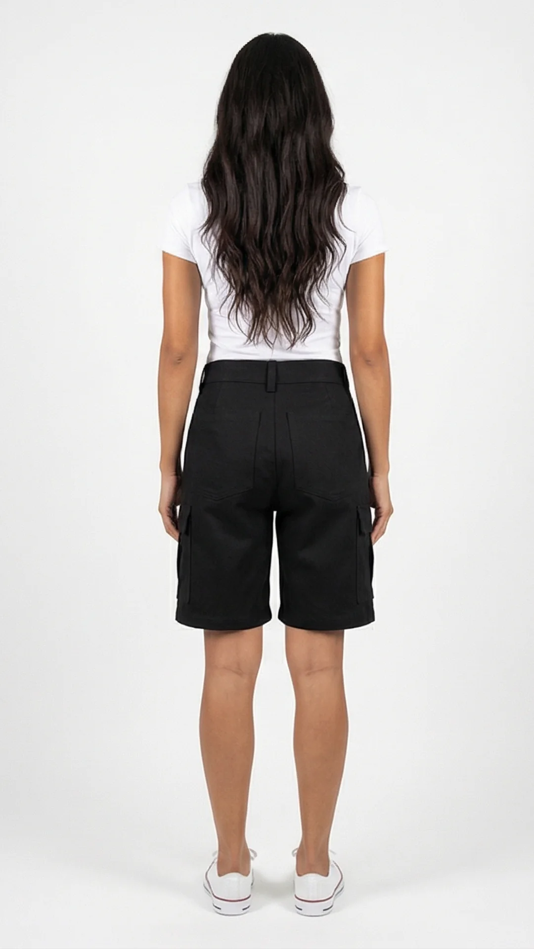 Bermuda Cargo con Bolsillos en Denim – Bermuda Femenina Sobre la Rodilla - imagen 3